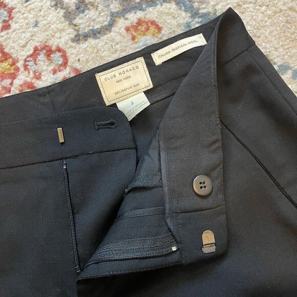 Club Monaco Black Trousers Straight leg with zippered pockets 2 - Picture 2 of 5